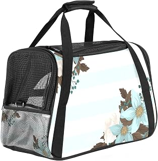 Bolsa de transporte de viaje para mascotas con diseño de rayas, color verde menta y verde