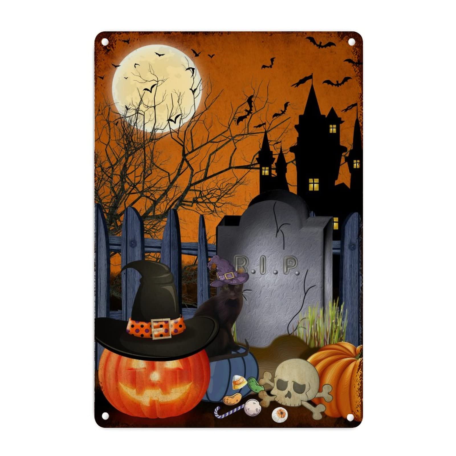 Plaque en étain Halloween décoration de porche et cuisine automne