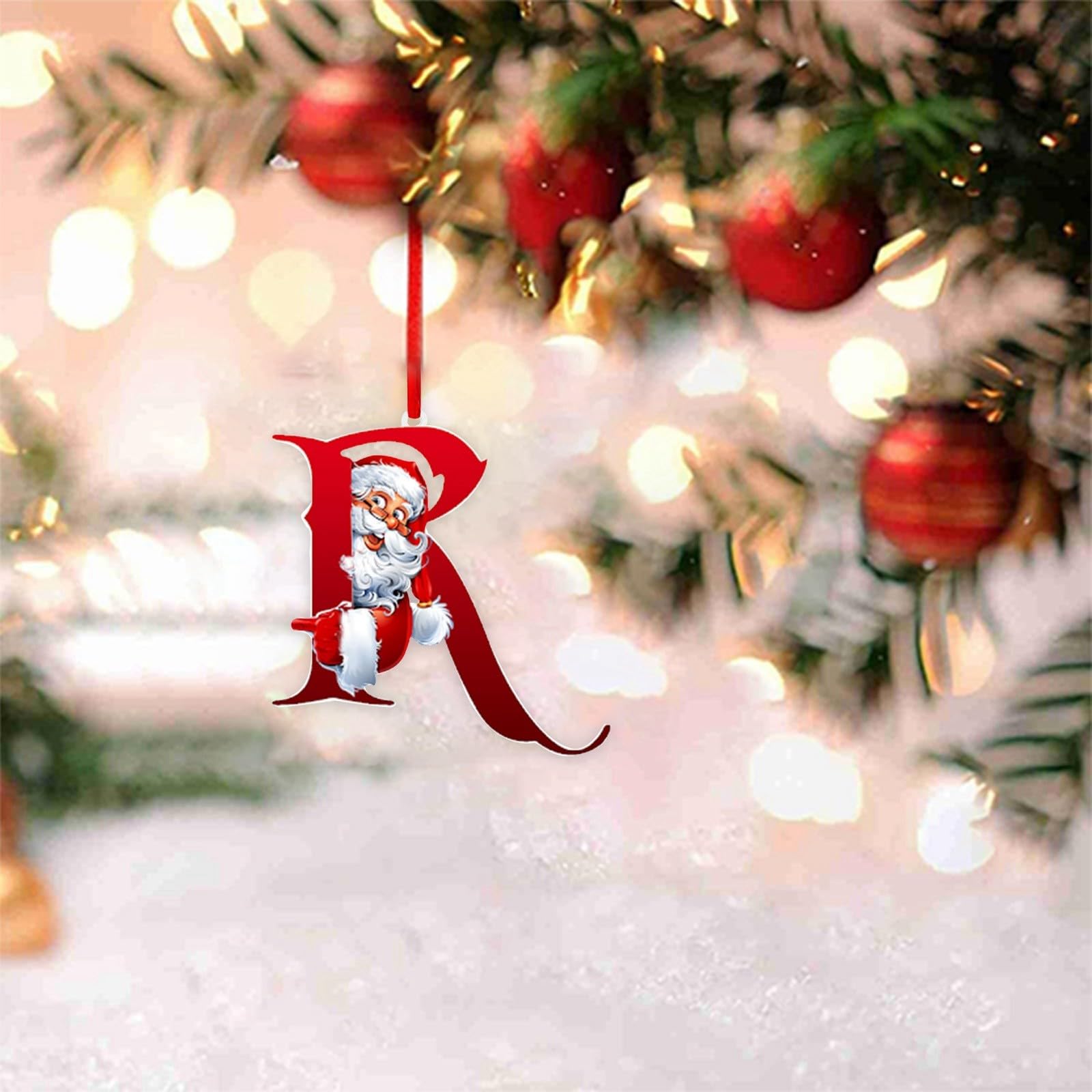 Decorazione Albero Di Natale Personalizzata Con Lettera Dell'Alfabeto - Ciondolo In Resina 3D Con Corda, Regalo Festivo (Lettera C)