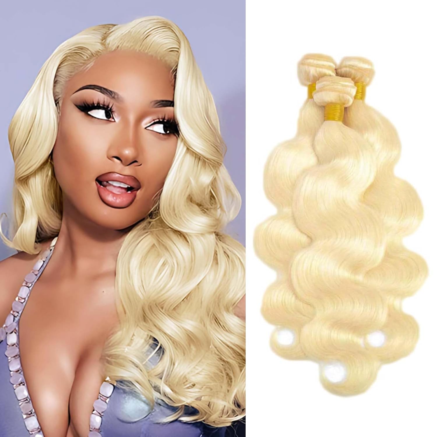 Ombre Blonde Body Wave Brazilian Human Hair Bundles 12 14 16Inch 300g/pack image 4