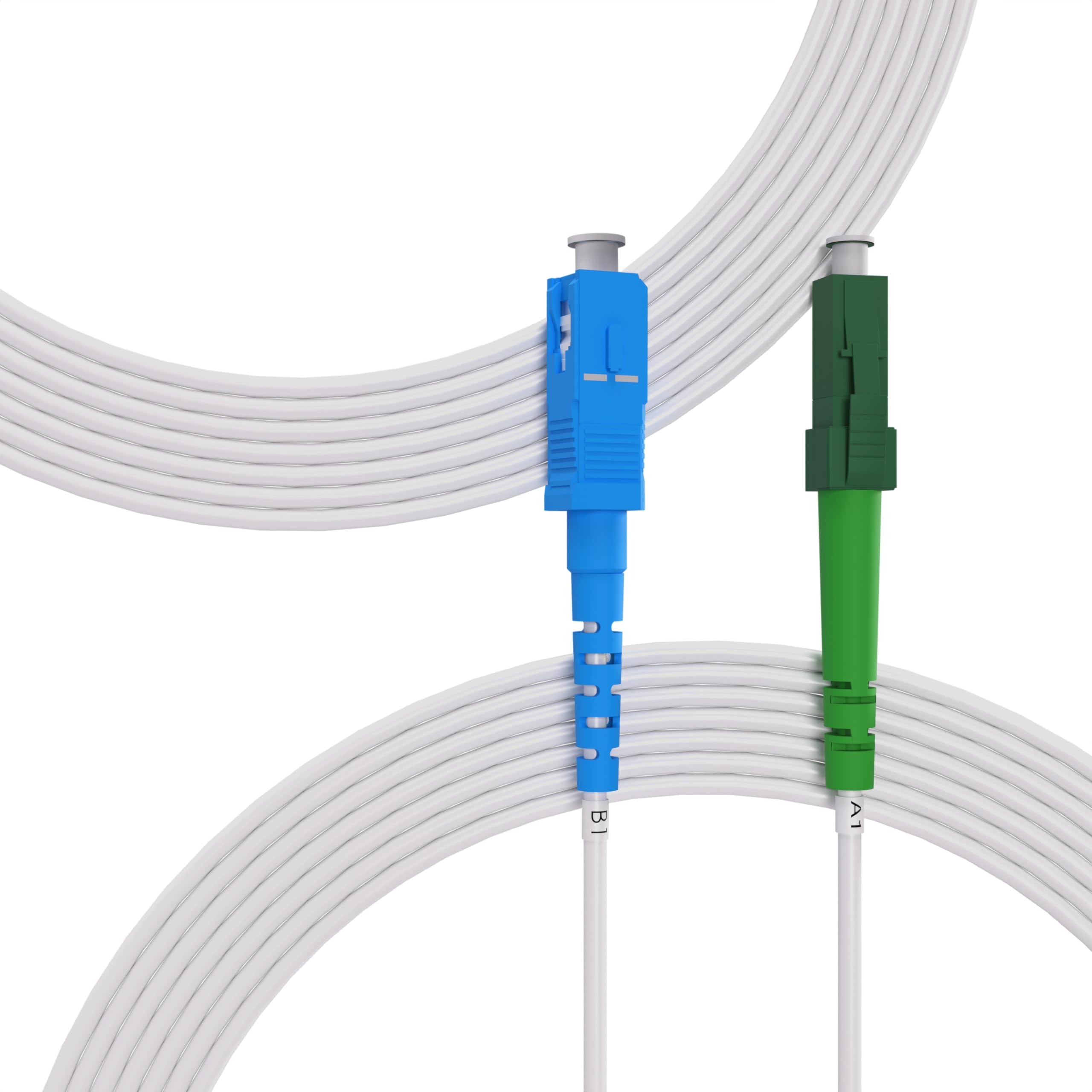 75m Câble Fibre Optique Blanc LC/APC vers SC/UPC | Simplex Monomode OS2 FTTH Câble Fibre Optique