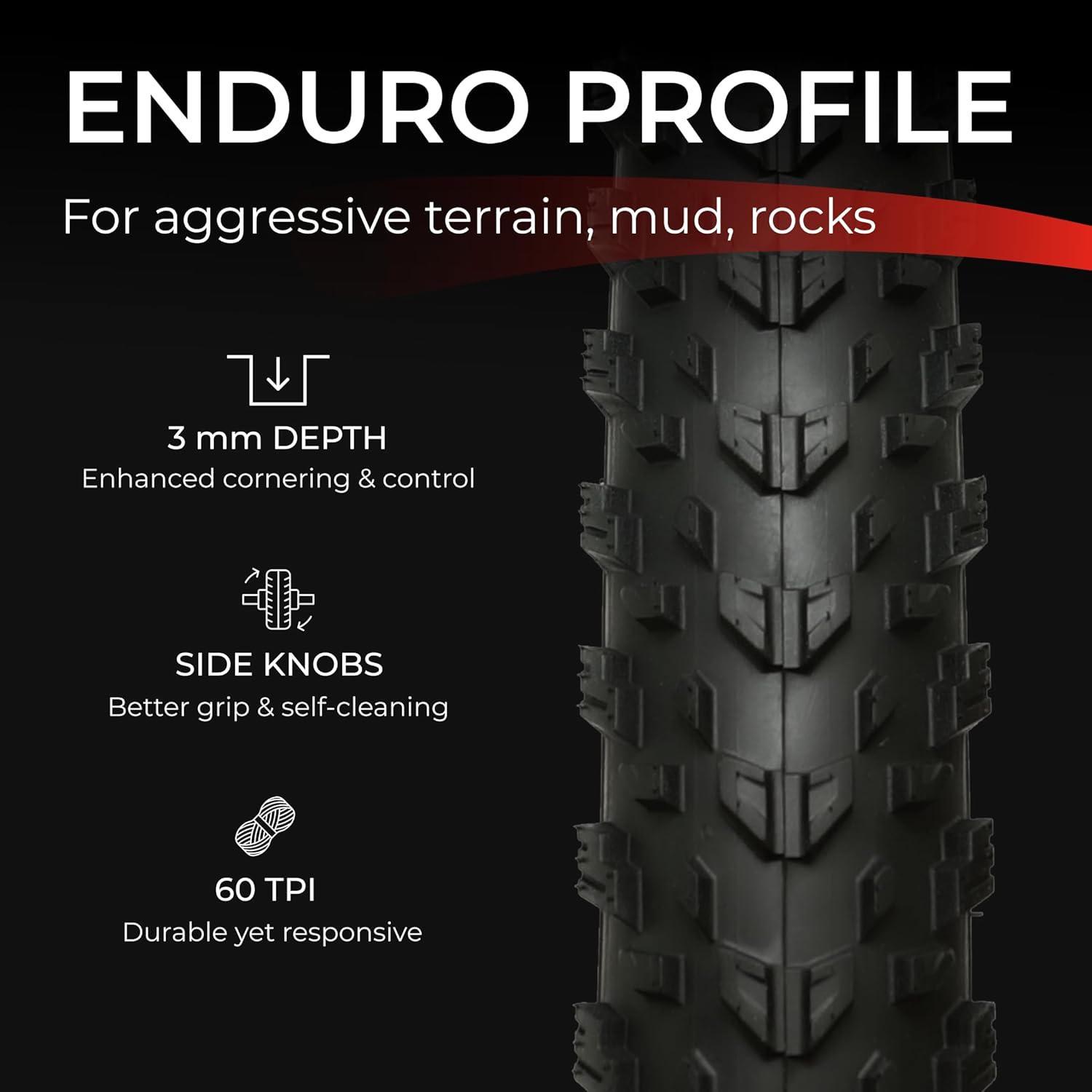 Fincci Pair 27.5 x 2.25 Inch Mountain Bike Tire 57-584 Foldable 60 TPI Tires with Nylon Protection for All Mountain Enduro MTB Hybrid Bike Bicycle - Pack of 2, Black with Brown sidewall