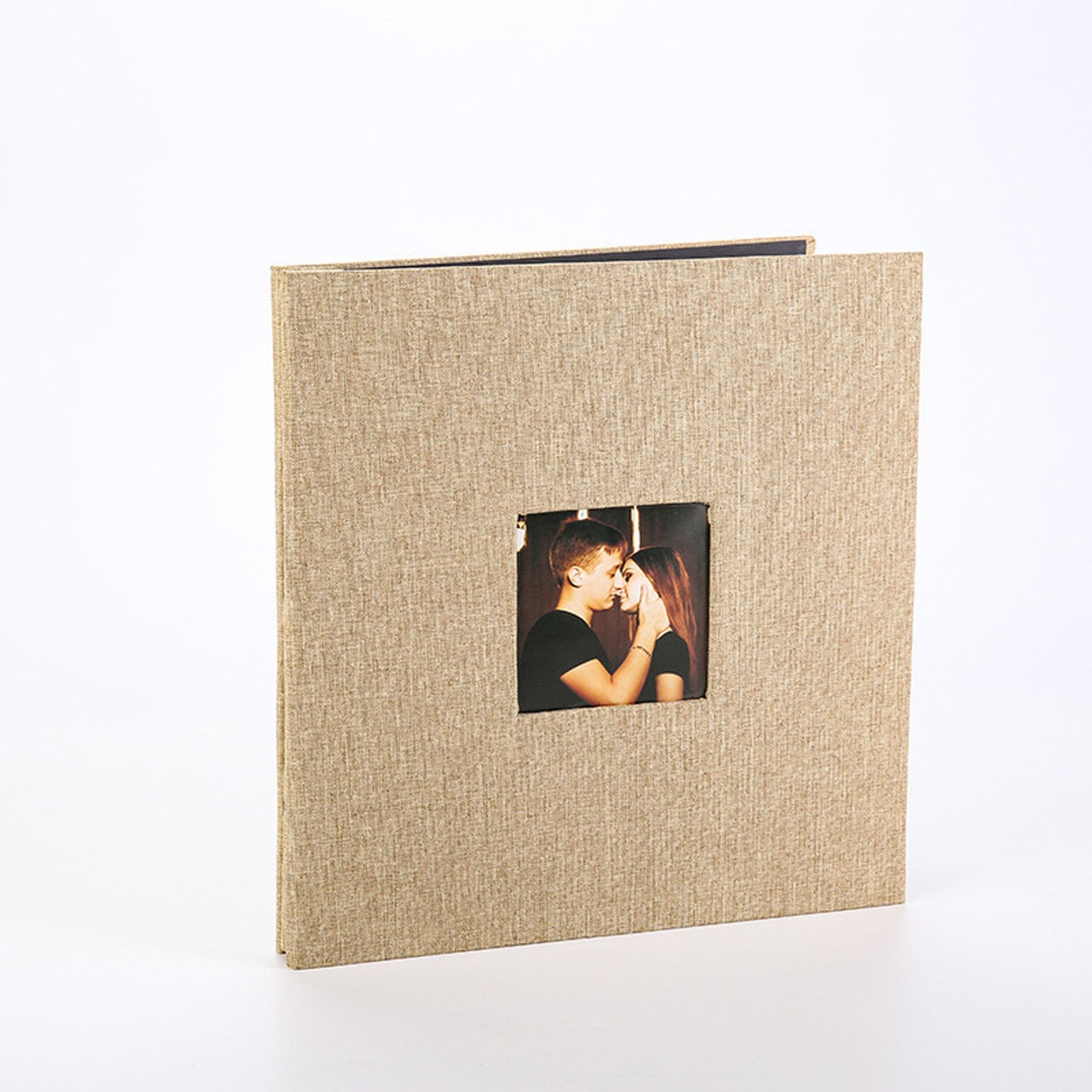 Álbum de fotos adhesivo con cubierta de lino y ventana para bodas, viajes, cumpleaños, recuerdos, regalo de 40 páginas