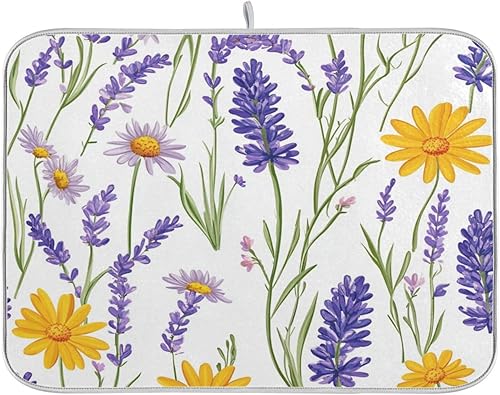 Miniatura 8 de Tatenale Tapete de secado de platos para encimera de cocina, lavable, absorbente, de microfibra, grande, resistente al calor, tapete de secado de