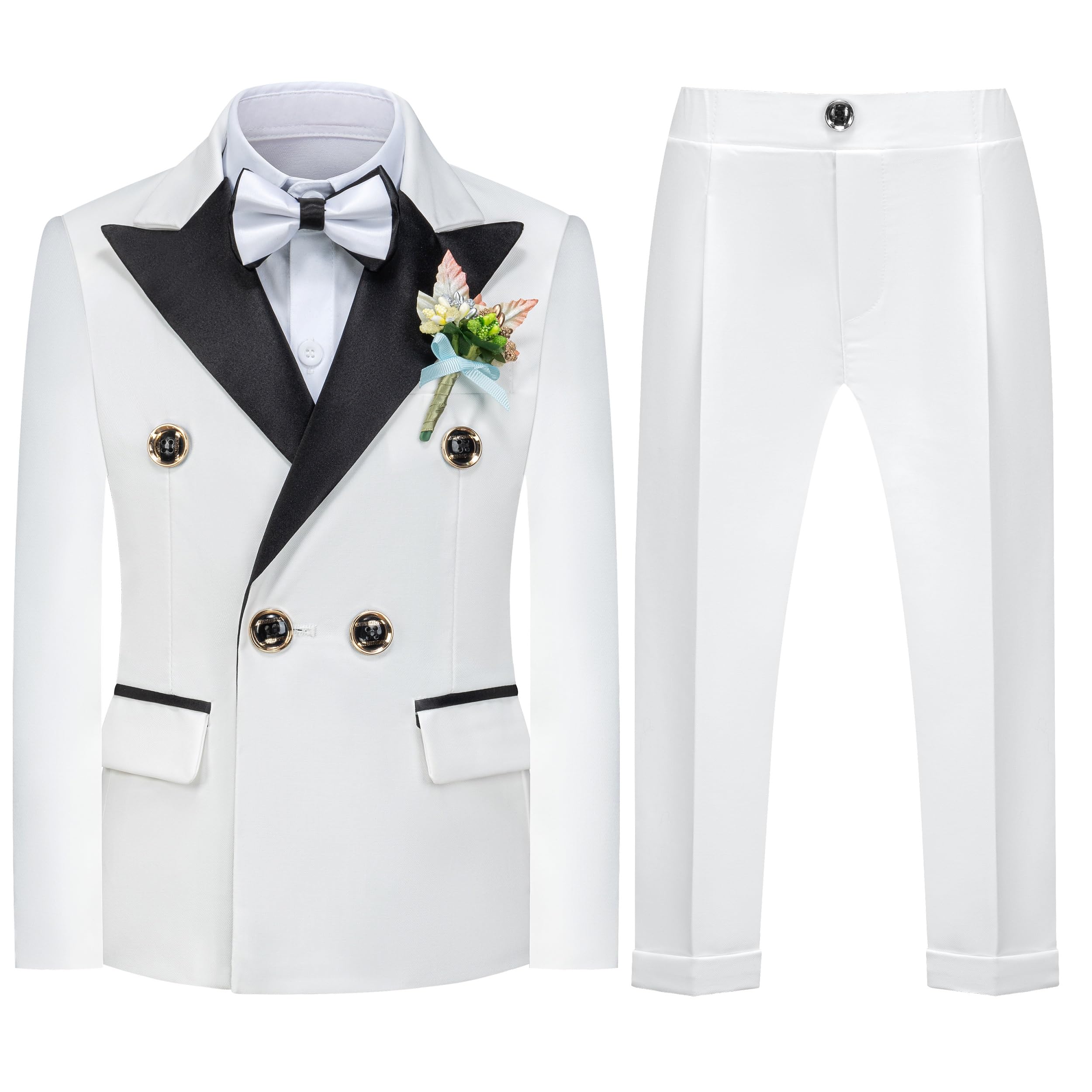 Boys Suits Toddler Tuxedo Double Breasted Formal Suit Set Kids Wedding Outfit