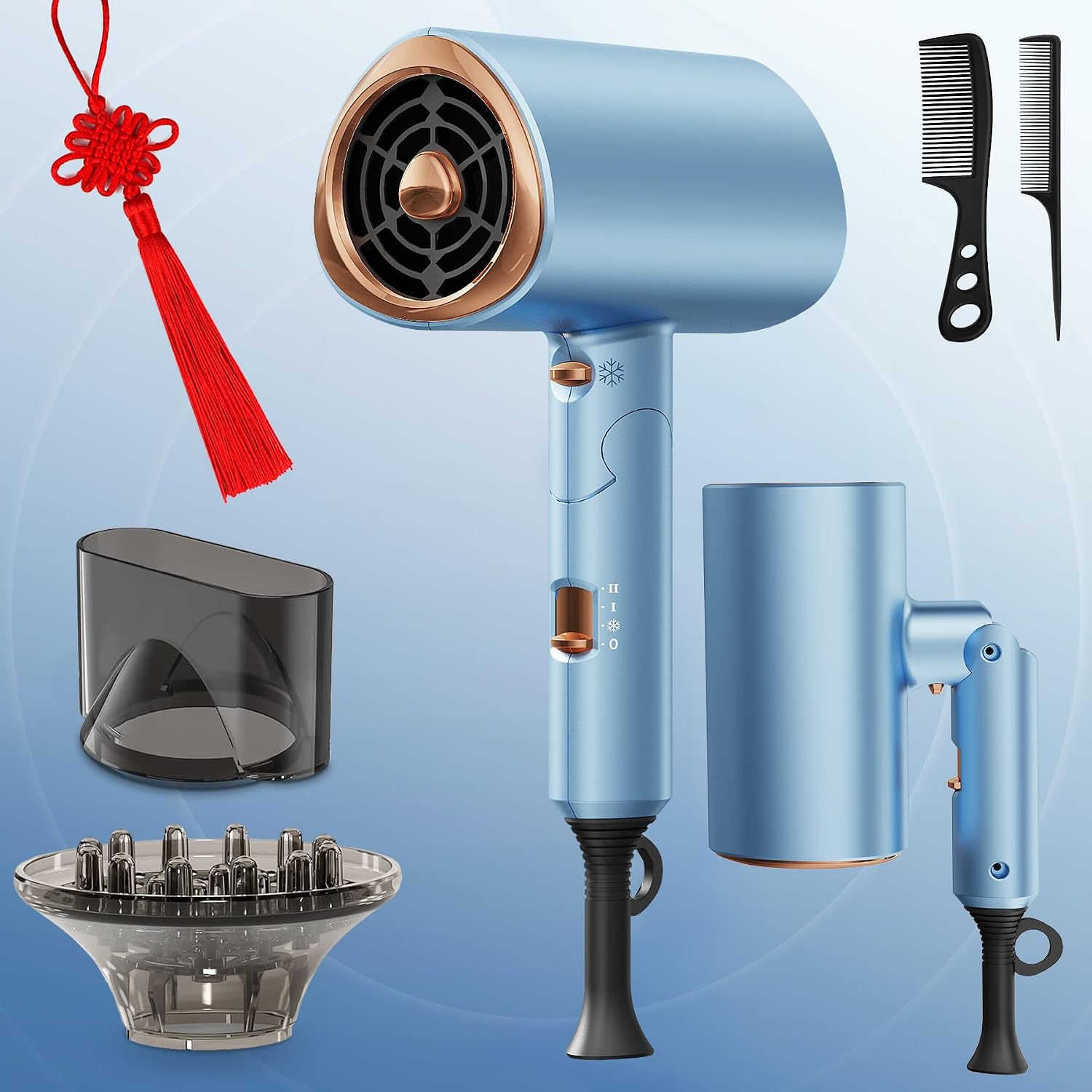 (-77%) 2026 Föhn Ionen Haartrockner 2000W Faltbar Schnelltrocknend Salon Diffusor