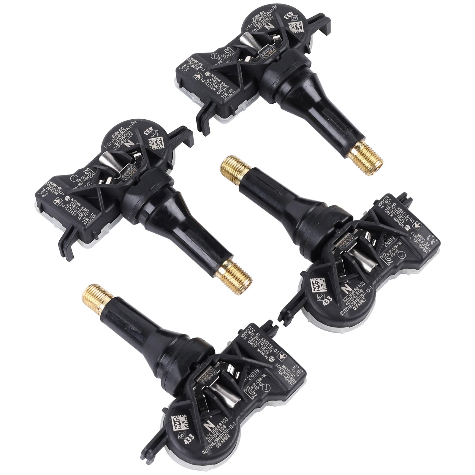 4x Sensore pressione pneumatici per Espace 5 Kadjar Scénic 4 Talisman Leaf Micra K14 Qashqai Granta Sistema di monitoraggio pressione pneumatici Numero di parte 407004CB0B 407004CB0A