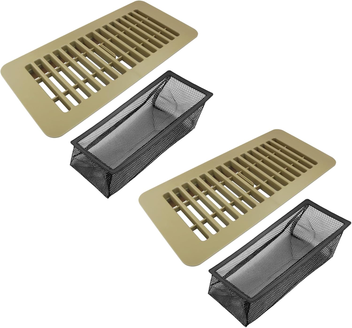 2 PCS Floor Register 4x10 Inch, Plastic Floor Air Vents, Adjustable Decor Grates with Floor Register Cover Trap for Home Heater Registers Grilles & Vents (Brown)