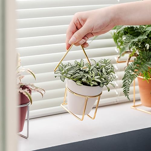 Miniatura 5 de Yishang Macetas de terracota blanca de 2.5 pulgadas con agujeros de drenaje, pequeña maceta de cerámica de arcilla pequeña, macetas de cactus