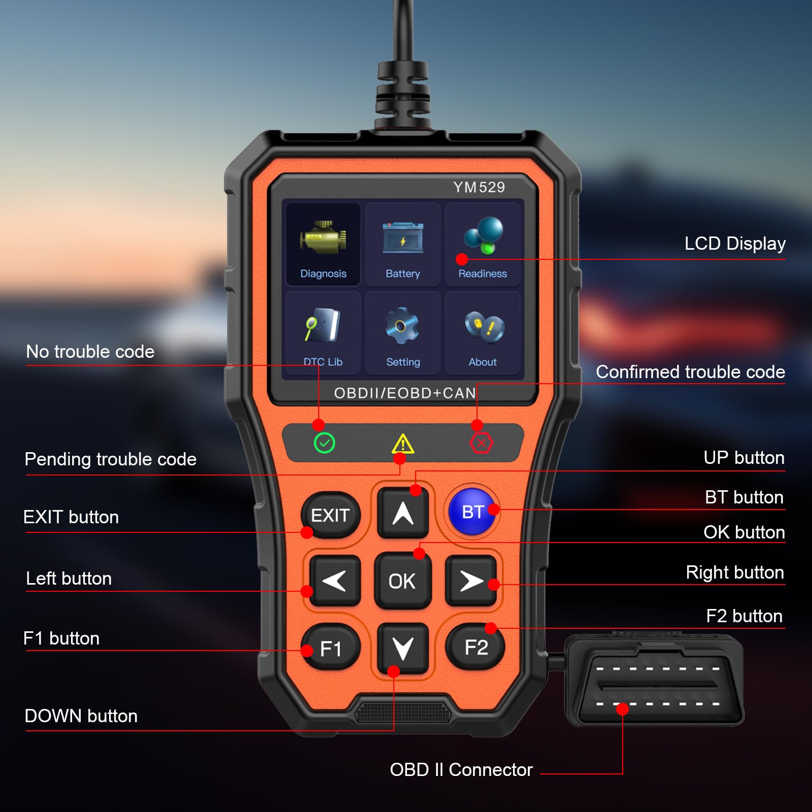 OBD2 Diagnostic Auto Valise Voiture, OBD Diagnostique Français Auto Multimarque avec 13 Langues, Écran Couleur IPS 2.8", Outils Diagnostics Système Moteur OBD et Surveillance de la Batterie