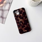NITITOP Compatible with iPhone 15 Case Cute Stylish Leopard Print Brown Amber Aesthetic Tortoise Design for Women Girls Men Soft TPU Shockproof Protective Cover - Brown