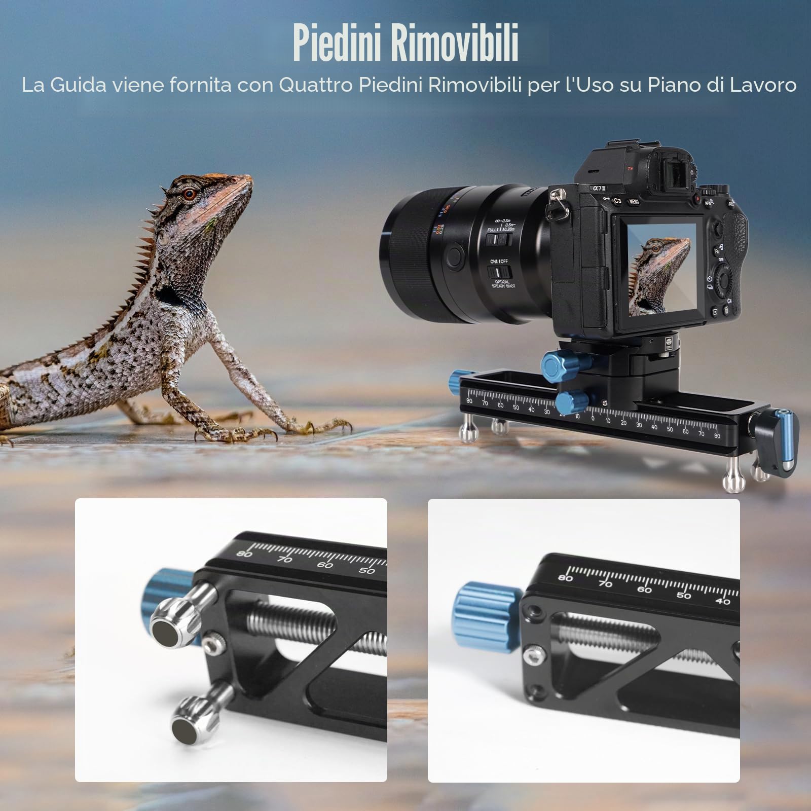SIRUI Guida di Messa a Fuoco Macro, Regolazione Rapida per Primi Piani e Fotografia Macro Guida di Messa a Fuoco Precisa con Piastra QR con Testa Rotante a 360°, Piedini Staccabili, MS18