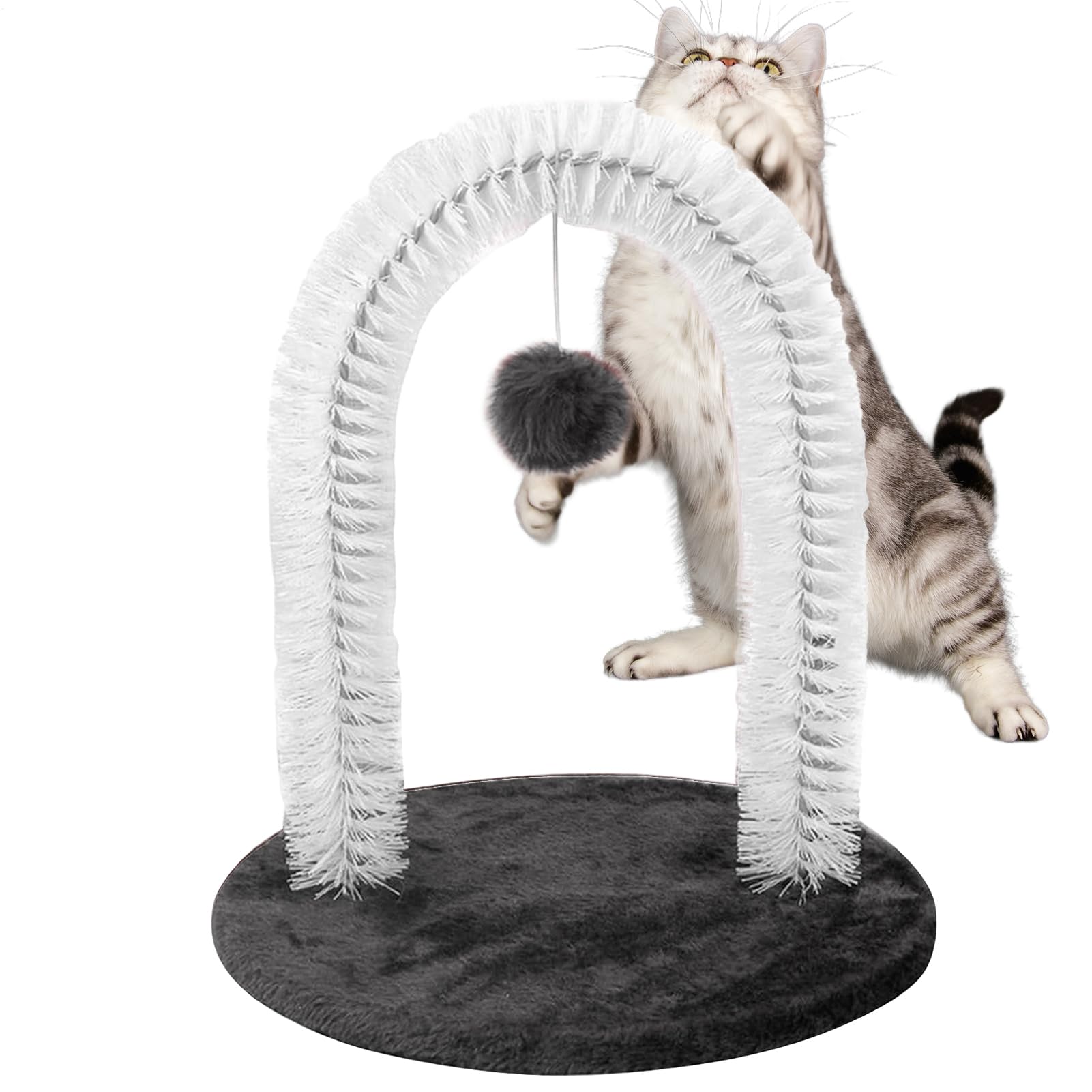 Cat Arch Self Groomer - Cat Massage Brush Grooming Arch,Shedding Tool Hair Remover Brush with Scratching Pad, Non-slip Massage Toy for Furniture Protection