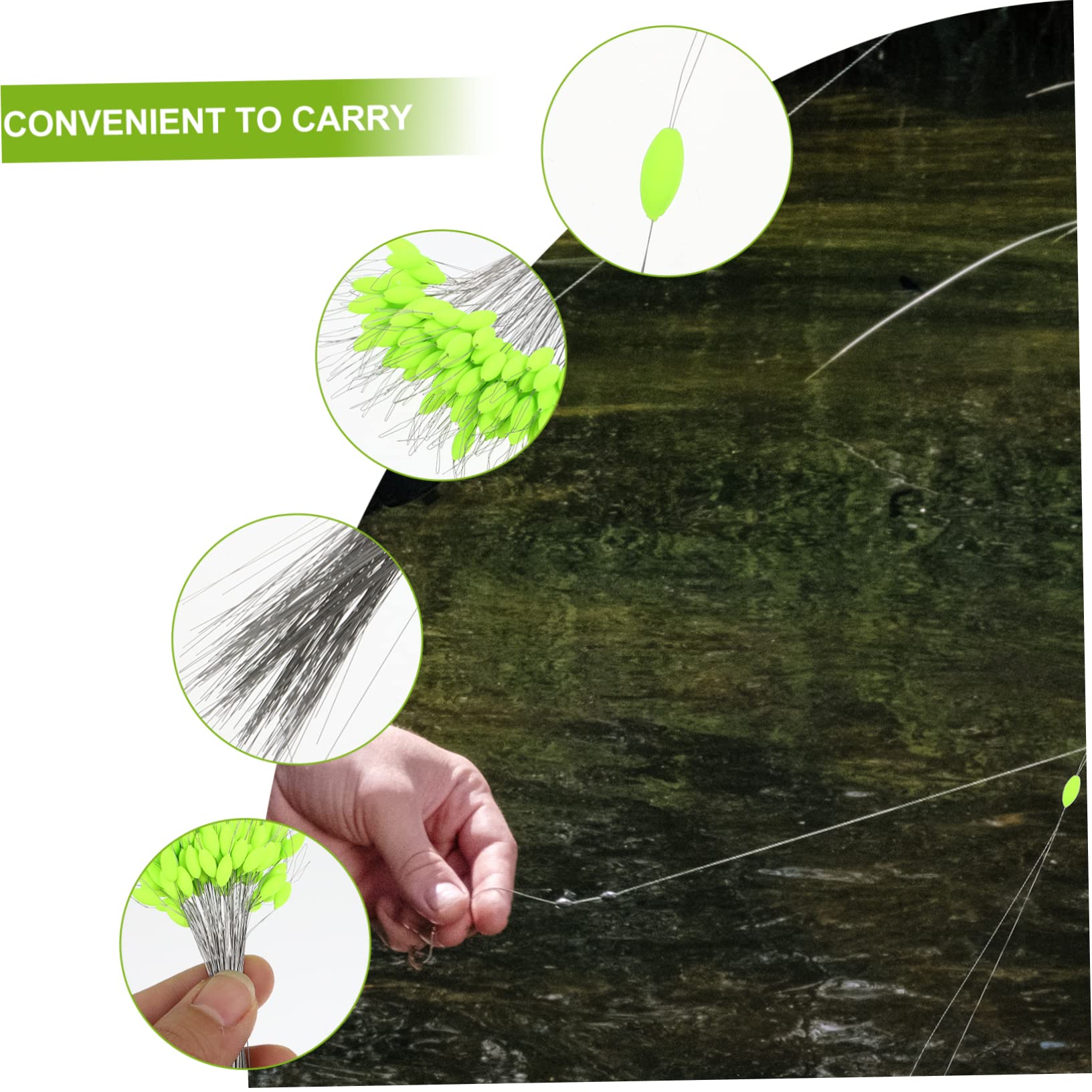 Flotteur de Pêche Fluorescent Vert en Plastique, 1 Set