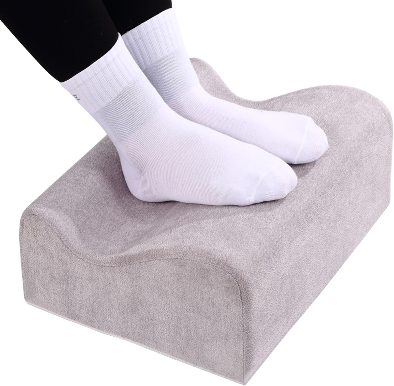 Footrest Desk, Ergonomic Foot Rests Office with Premium Foam Core & Removable Lid, Non-Slip Footrest for Under Desk, Back, Hip Pain, Light Grey, Medium