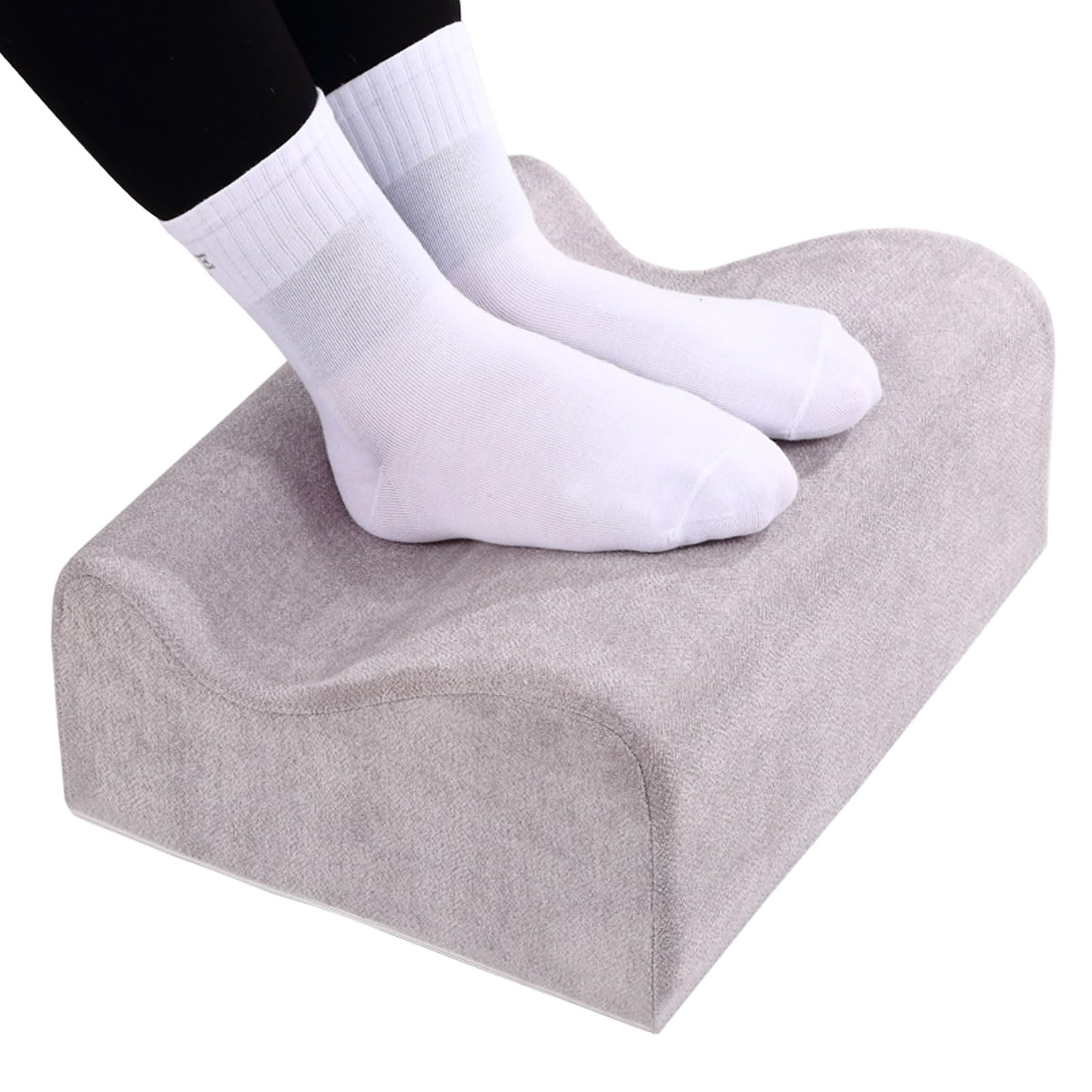 Footrest Desk, Ergonomic Foot Rests Office with Premium Foam Core & Removable Lid, Non-Slip Footrest for Under Desk, Back, Hip Pain, Light Grey, Medium