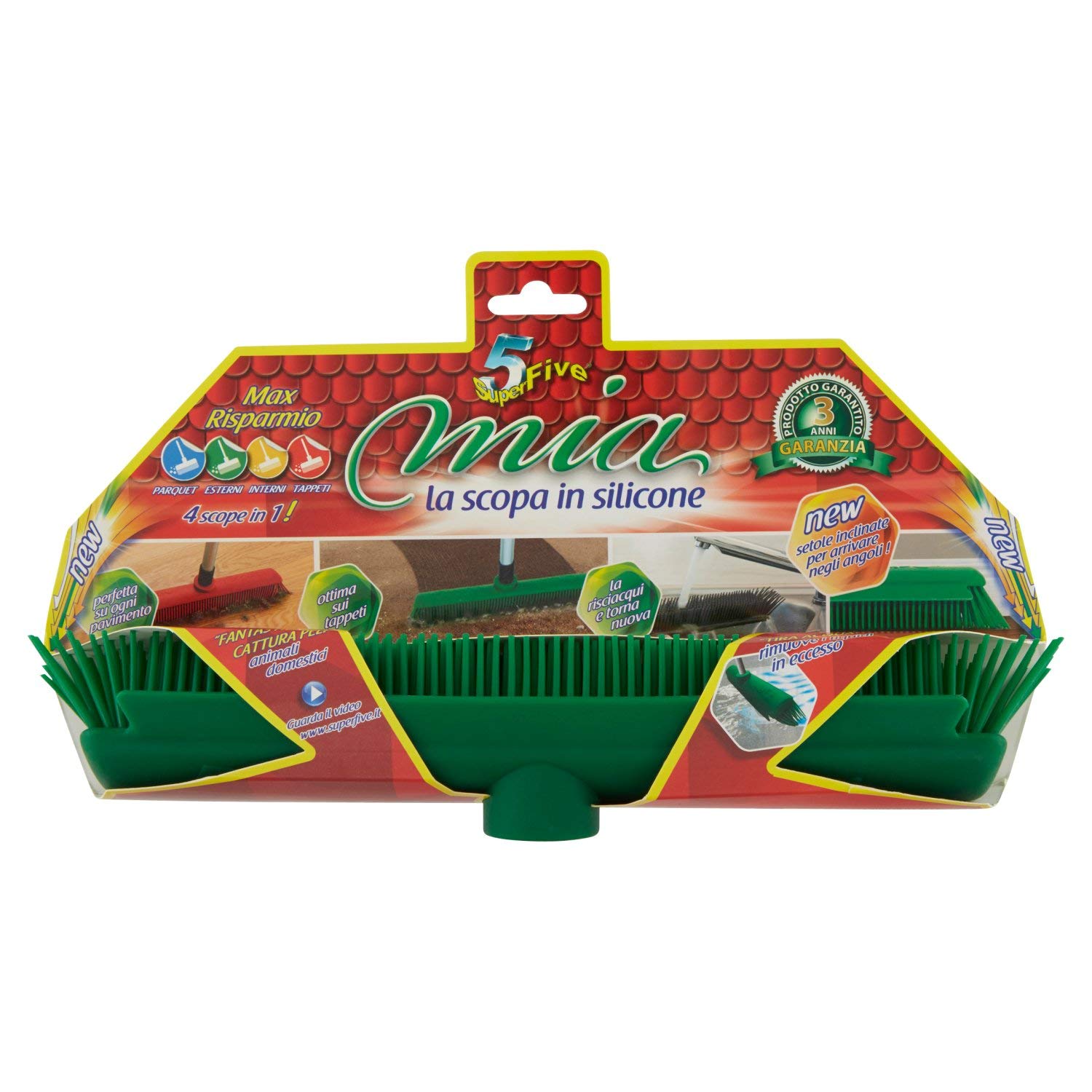 Superfive Scopa Mia Silicone 6.5 x 34 x 19.4cm Colori Assortiti