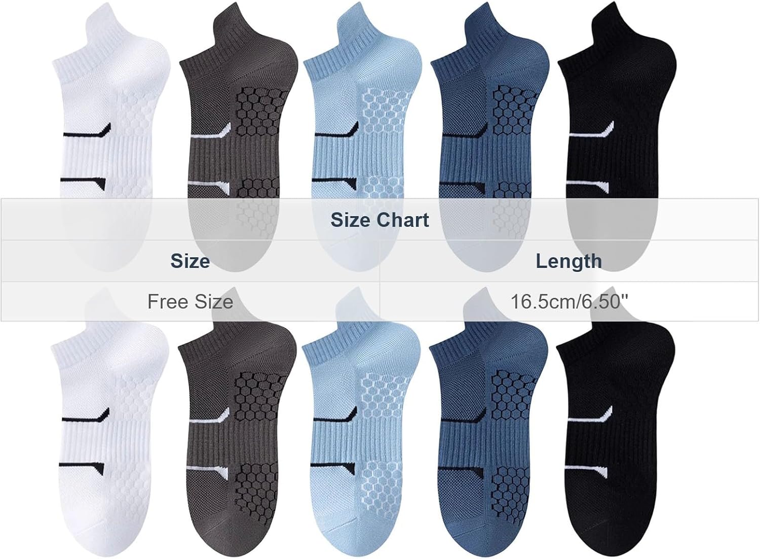 Men's Ankle Running Socks 10 Pairs Cushioned with Arch Support