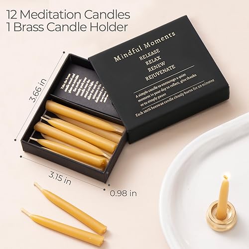 Miniatura 2 de Mindful - Juego de velas de meditación con mini velas cónicas  Velas de oración con portavelas cónico, regalos de relajación para mujeres estrés,