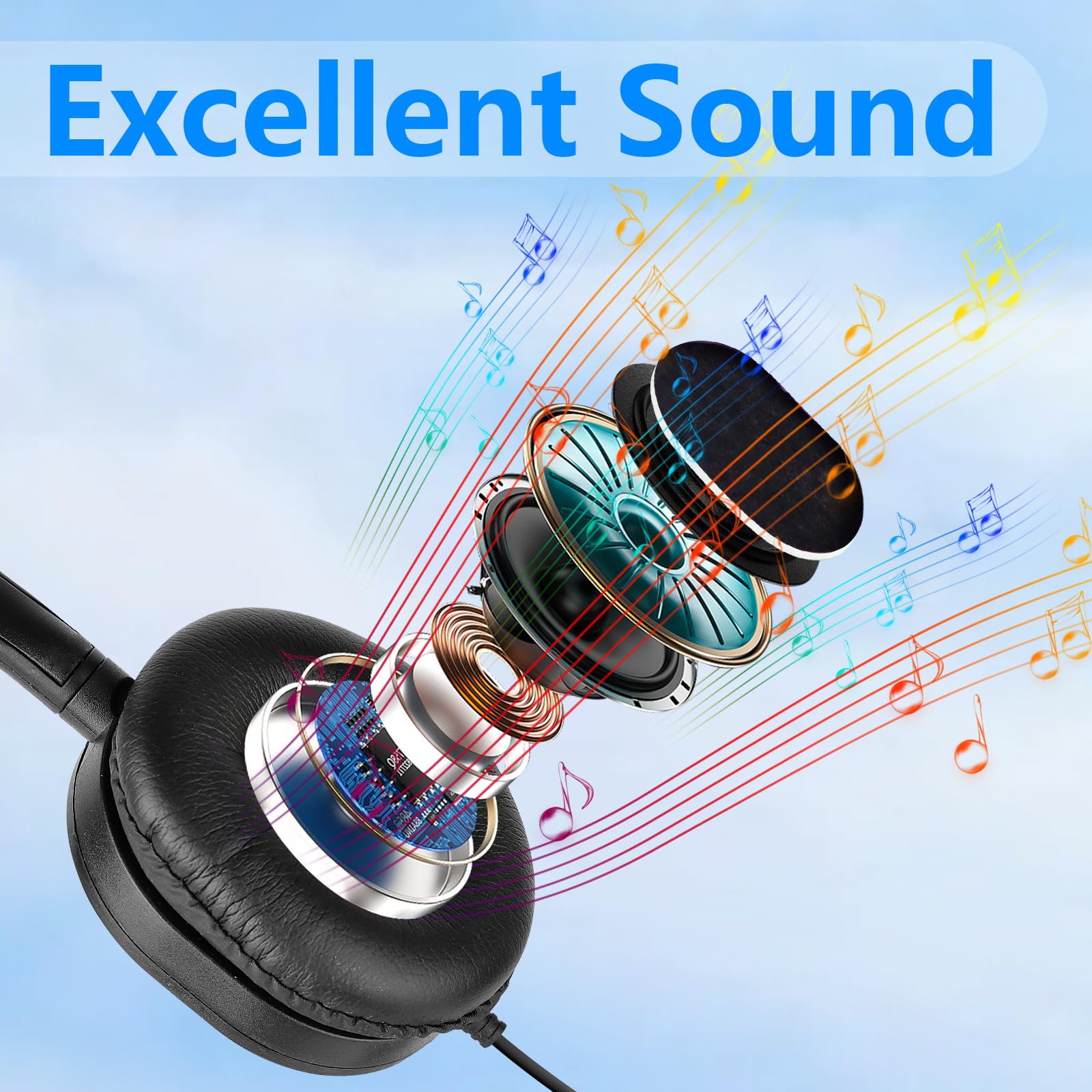 Paquete de 20 auriculares a granel para el aula, estudiantes, niños, adolescentes y adultos (negro)