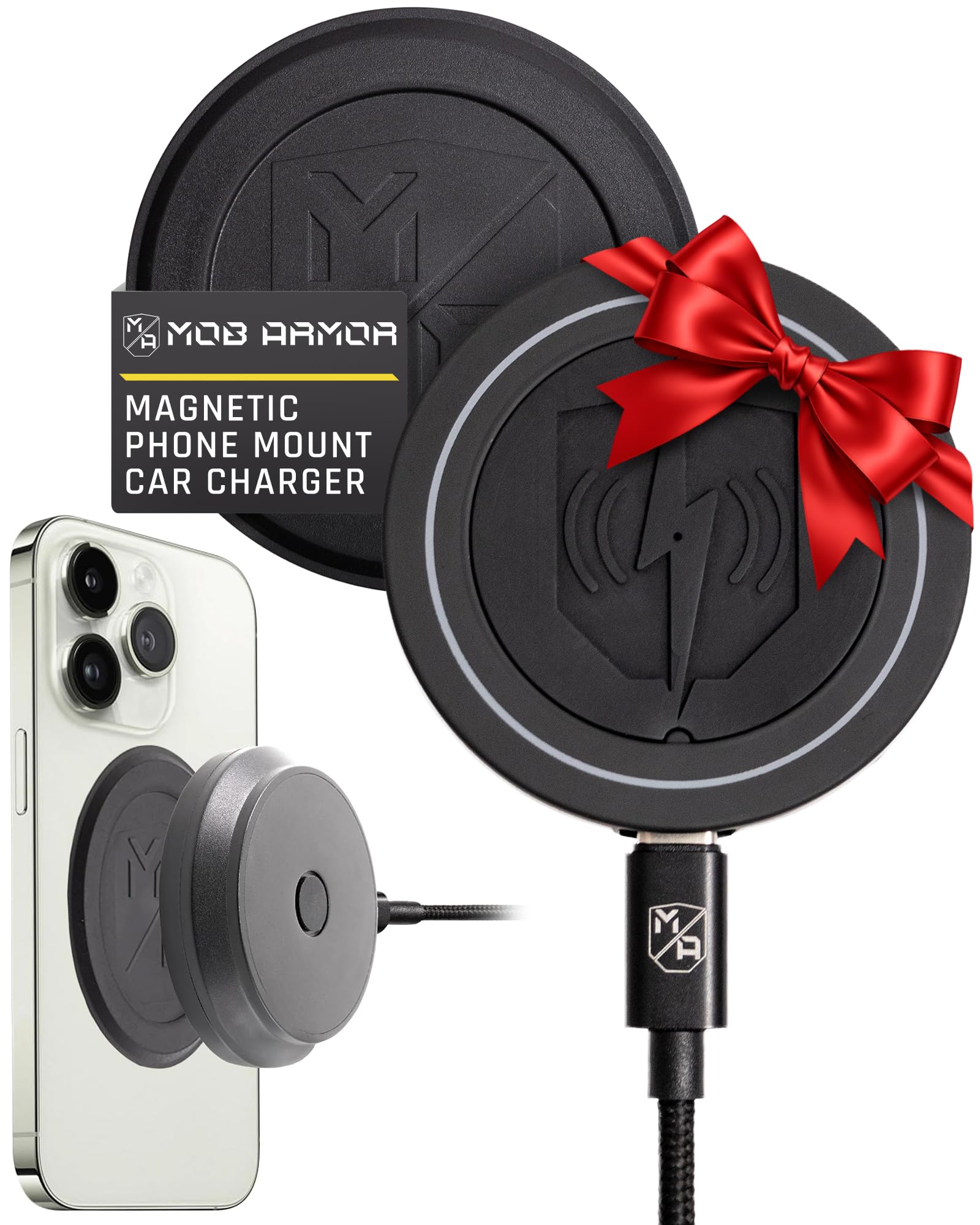 Mob Armor Magnetic Wireless Phone Charger - Voltage Series Phone Car Charging Station - Apple iPhone & Samsung Android Accessories - Wireless Charger Magnet Phone Holder