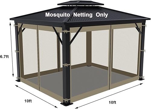 Miniatura 3 de Malla universal de repuesto, 4 paneles con cremallera para jardín, patio, solo red (10 x 10 pies, tapue)