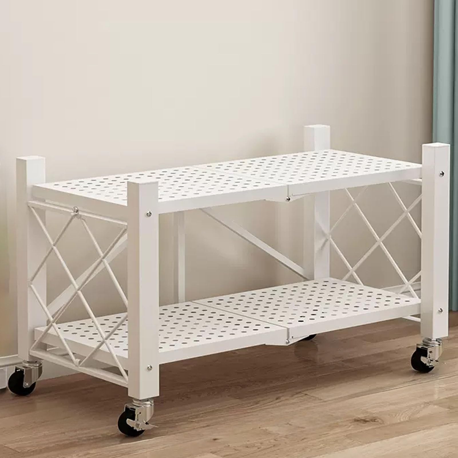 Stand di Piante, Portavasi pieghevole, portavasi a più livelli con ruote, portavasi in metallo a 2/3/4 livelli, espositore per fiori e piante, per patio, giardino, angolo, balcone, soggiorno (nero a 4