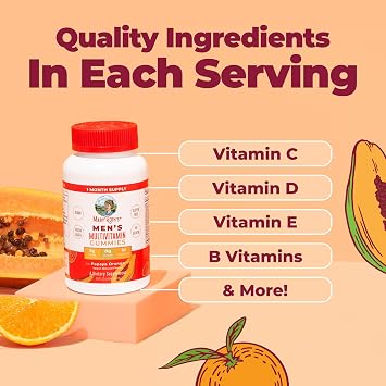 MARYRUTH'S Men's Multivitamin Gummies, Energy Metabolism, Vegan, 60 Count