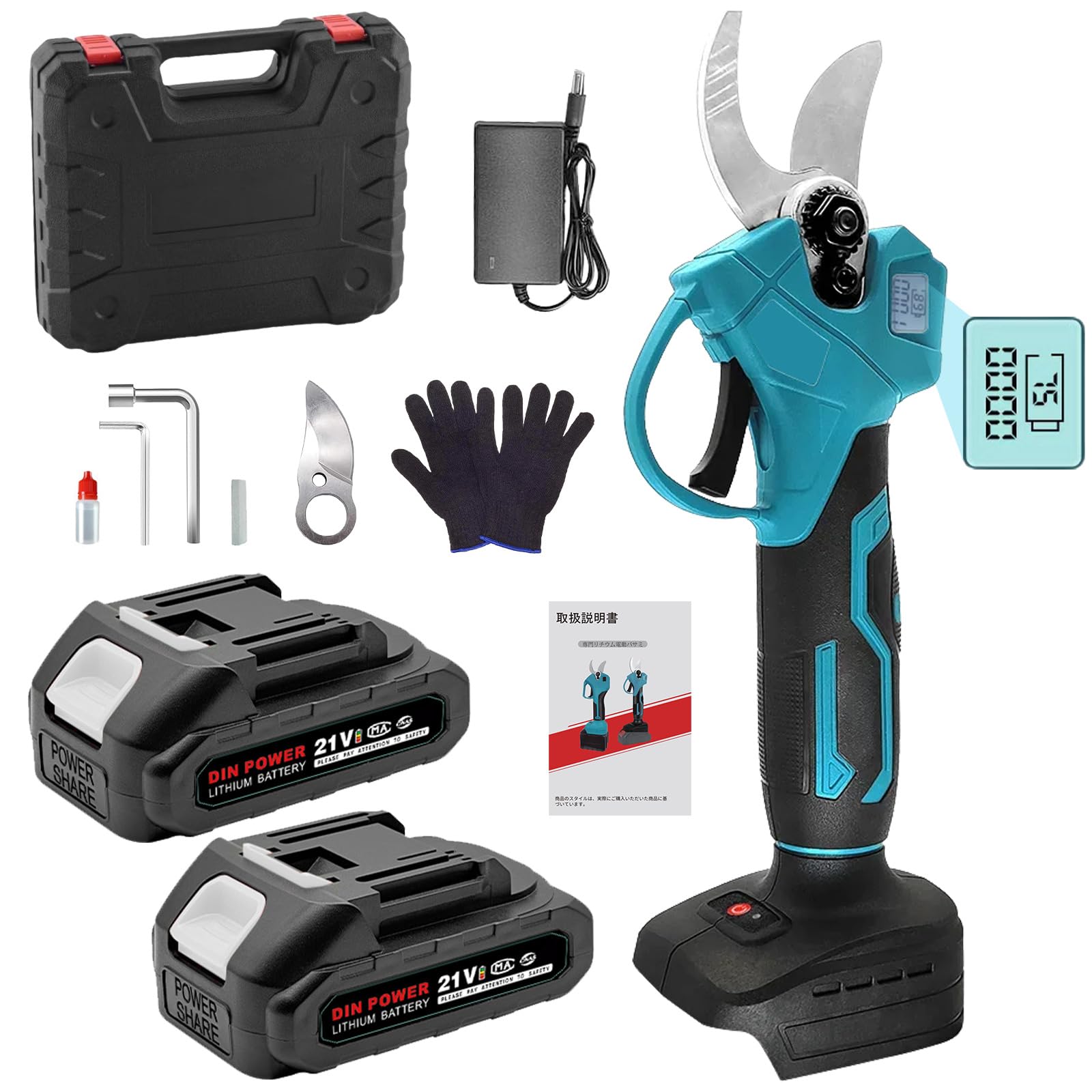 【2025年新モデル】電動剪定バサミ 剪定バサミ 21V切断径30mmのコードレス充電式剪定バサミ 2000mAh大容量バッテリー付き 切断回数と残量表示ディスプレー ブラシレスモーター搭載切れ味良い 日本語取扱説明書付き 人気 剪定鋏