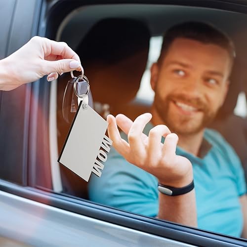 Miniatura 7 de 8 llaveros en blanco de sublimación de transferencia de calor, llavero impreso de doble cara MDF DIY llavero en blanco con llaveros para mamá papá