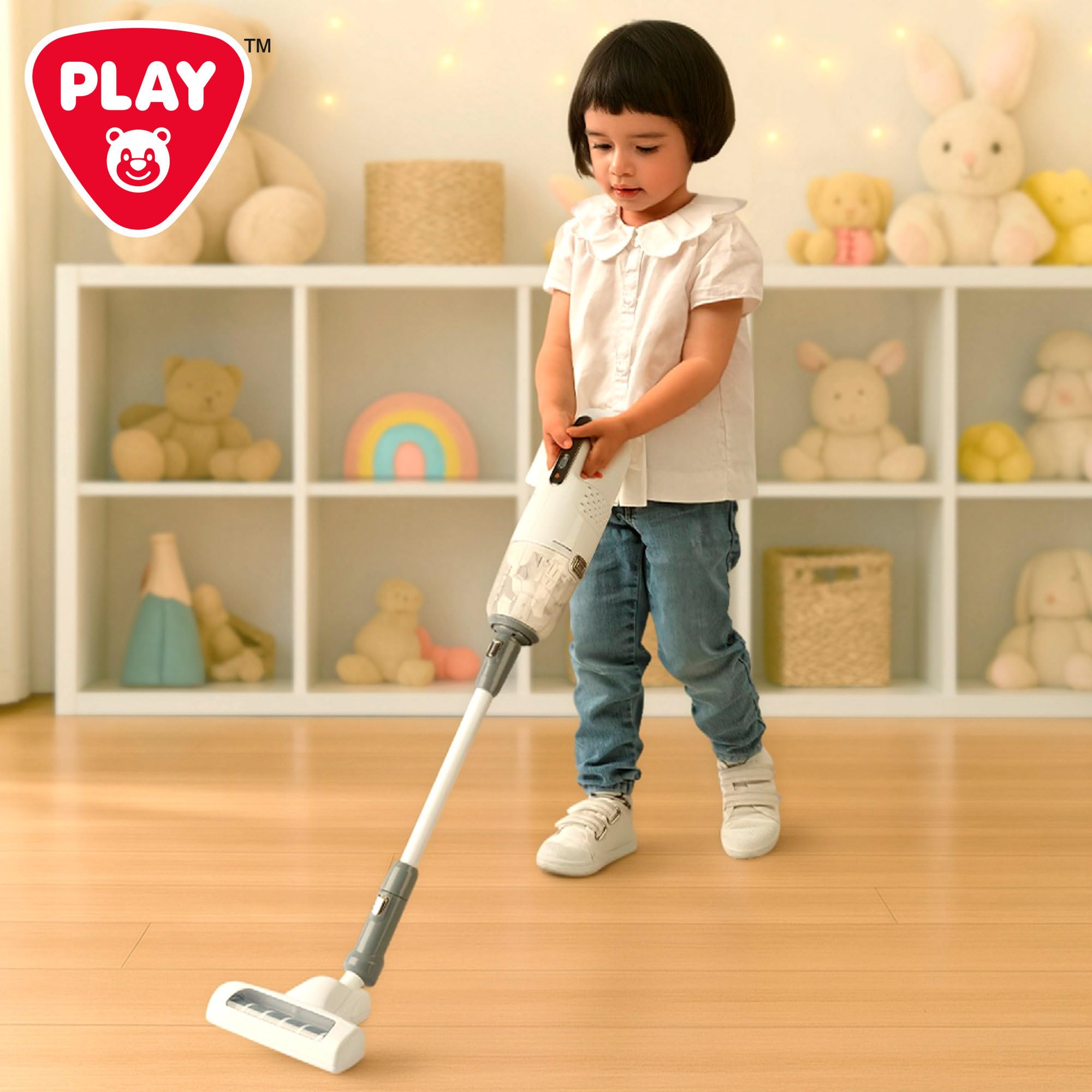 ColorBaby Play Aspirapolvere giocattolo elettrico, senza cavo, con supporto e accessori, set da 7 pezzi, effetto di aspirazione, giocattolo educativo, gioco d'imitazione, per ragazzi e ragazze dai 3