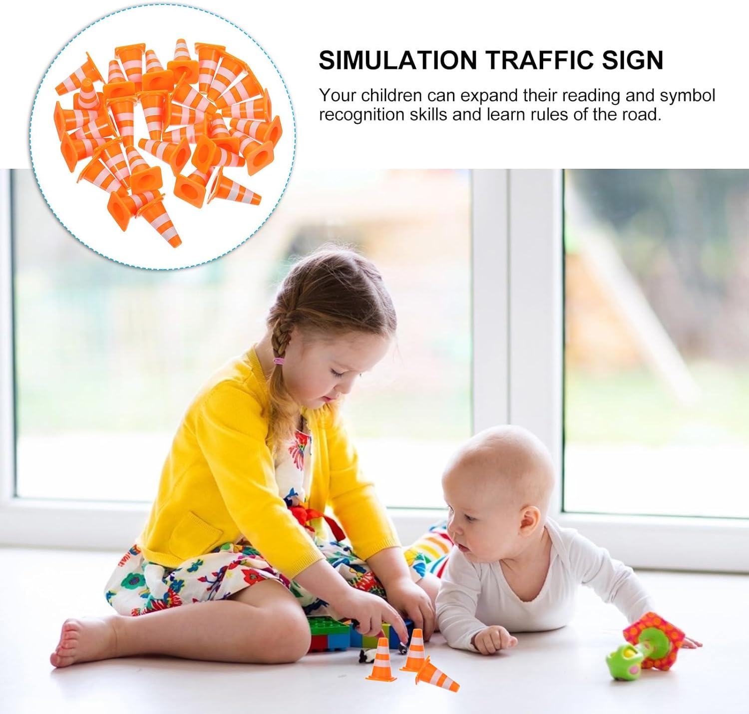 Didiseaon Pylons Children's Traffic Cones: Pack of 30 Miniature Traffic Signs Toy Mini Road Blocks Simulation Road Sign for School Lessons, Family Games and Traffic Safety