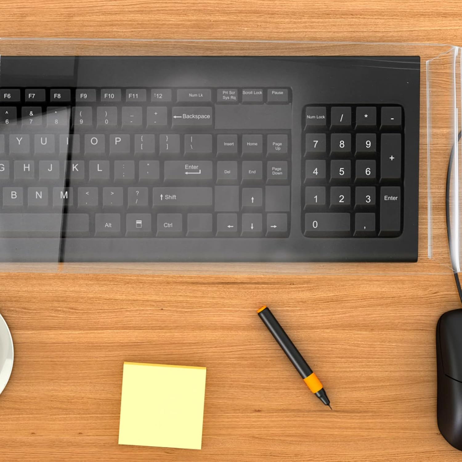 STOBOK Clear Acrylic Keyboard Protector Stand -cat Design Multi-functional Desktop Organizer and Washable Fits Standard Keyboards Dimensions