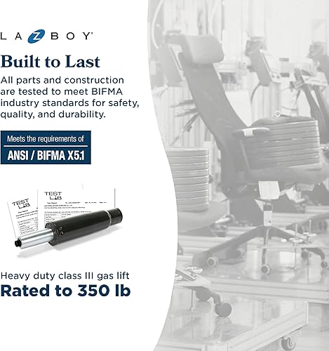 Miniatura 15 de La-Z-Boy Delano Big & Tall Executive Office Chair, Ergonomic Mid-Back Body Pillow Lumbar Support, ComfortCore Memory Foam Cushion, Mahogany Wood