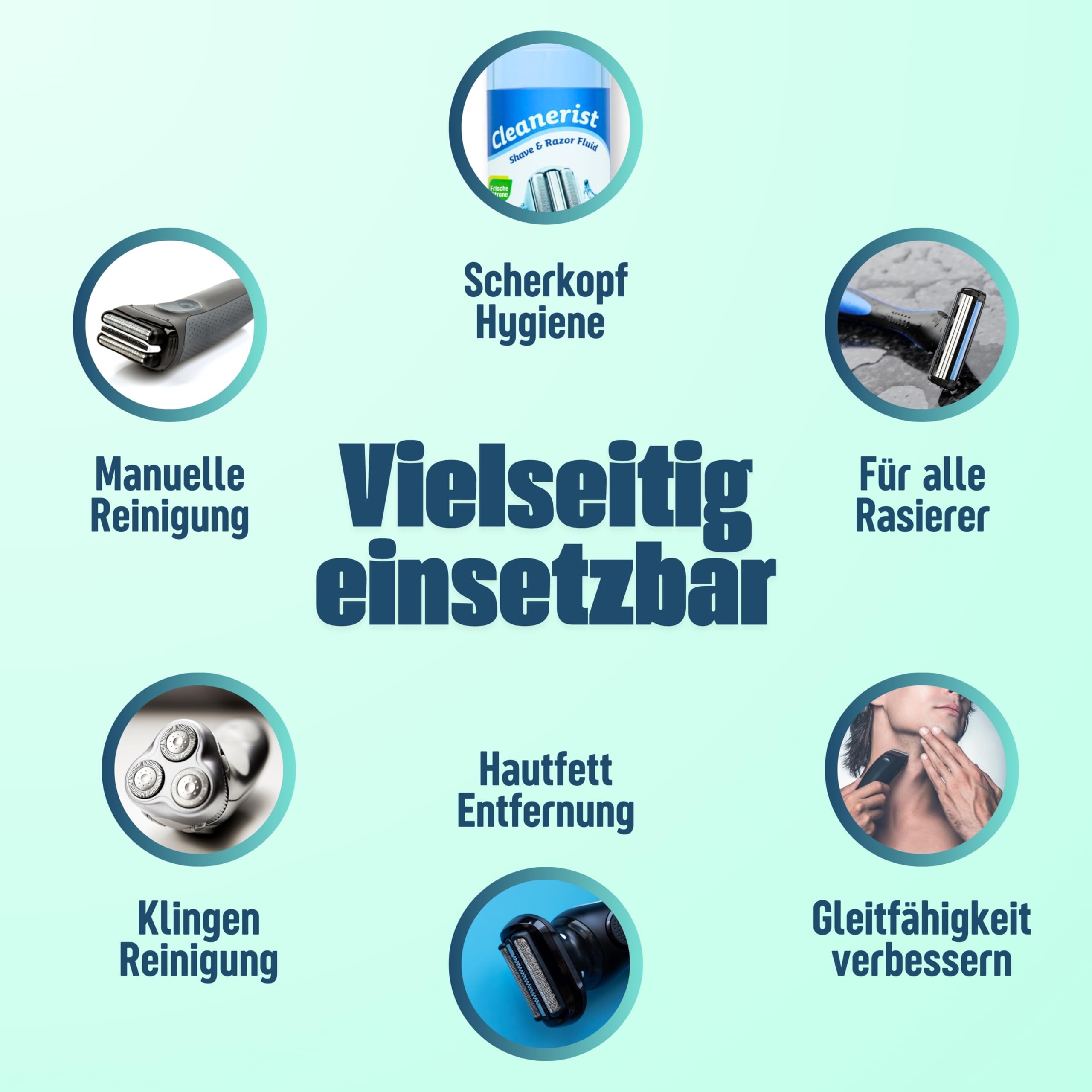 Cleanerist | 1L Scherkopfreiniger Nachfüllflüssigkeit für Braun Clean & Renew (Series 3/5/7/8/9) – Ersatz zum Nachfüllen von 10 CCR Reinigungskartuschen – Rasierer Reinigungsflüssigkeit Zitrone