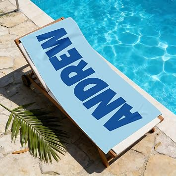 Personalized Beach Towel, Custom Name Microfiber Pool Towels