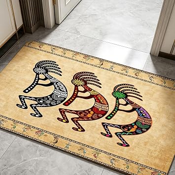 Southwestern Bathroom Rug, Southwestern Native American Style Bath Mat, Non-Slip Absorbent Boho Tribal Print Floor Mat, Vintage Ethnic Decorative Doormat for Bathroom Kitchen Living Room, 17X29inch