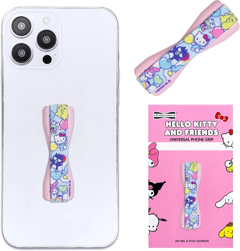 Hello Kitty® and Friends - LOVEHANDLE Universal Phone Grip for Smartphones & Mini Tablets - Phone Holder for Hand - Wireless Charging Compatible - Made in The USA