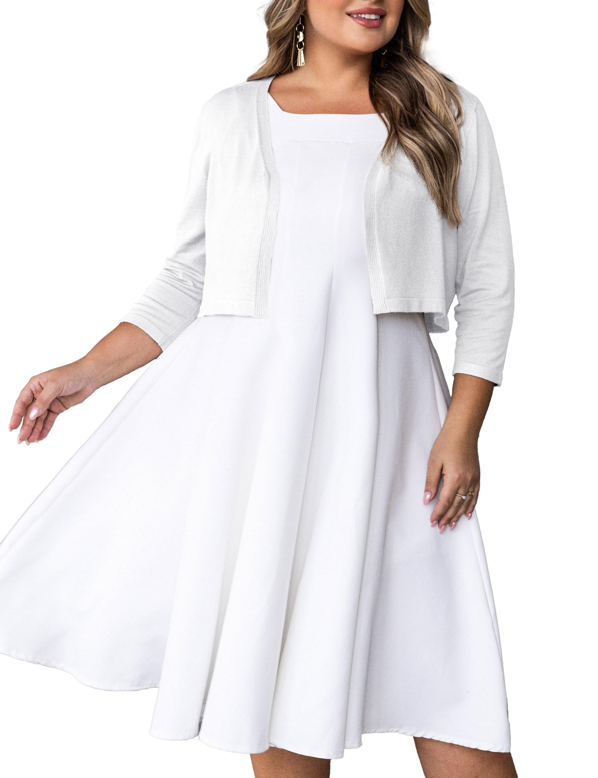 Sewify Women's Plus Size Bolero Shrug Sweaters for Spring Summer Cropped Cardigan, 1XL-4XL