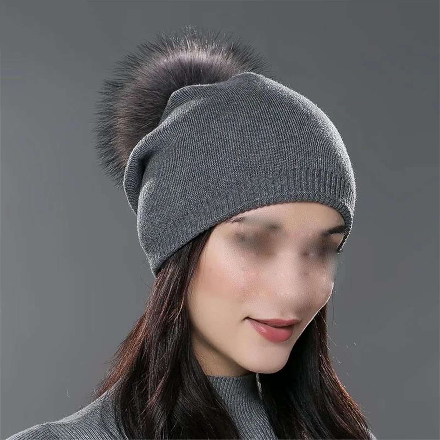 Women's Russian Style Thicken Warm Winter Hat with Pompom Beanies Hat Lady Fashion Casual Loose Cold Weather Skullies Hat