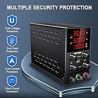 Vista 3 de NICE-POWER Fuente de alimentación de CC ajustable: 30V 5A Conmutación variable Regulada Alta precisión Pantalla LED de 4 dígitos 5V/2A Puerto USB