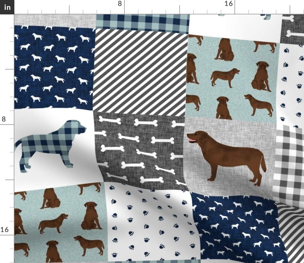 Spoonflower Fabric - Labrador Retriever Chocolate Lab Pet Quilt Cheater Dogs Patchwork Printed on Petal Signature Cotton Fabric by The Yard - Sewing Quilting Apparel Crafts Decor