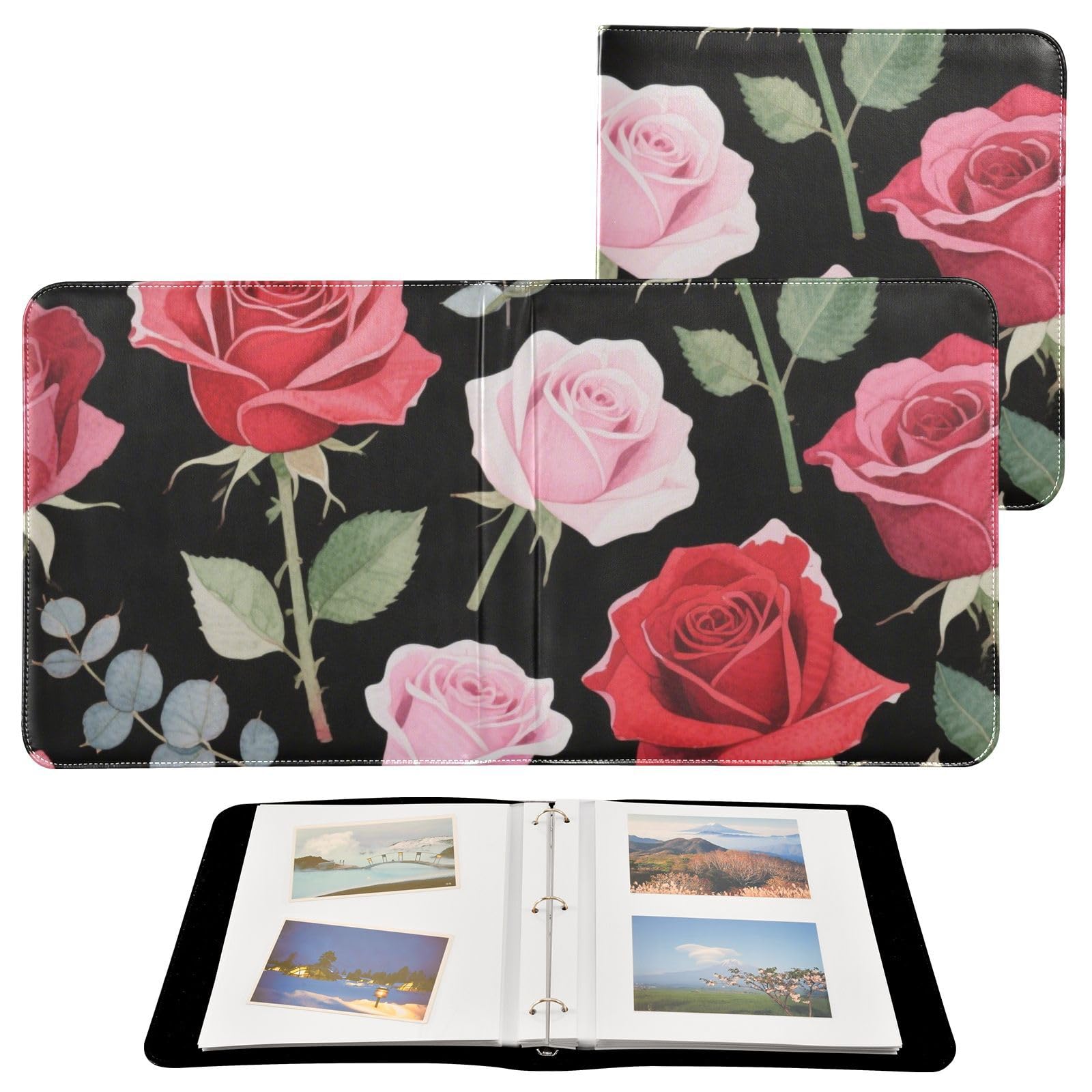 Photo Album 4x6, 5x7,6x8,Artificial Leather Photo Albums with 20 Detachable Sheets Rose Pattern for Family Wedding,Multi 15