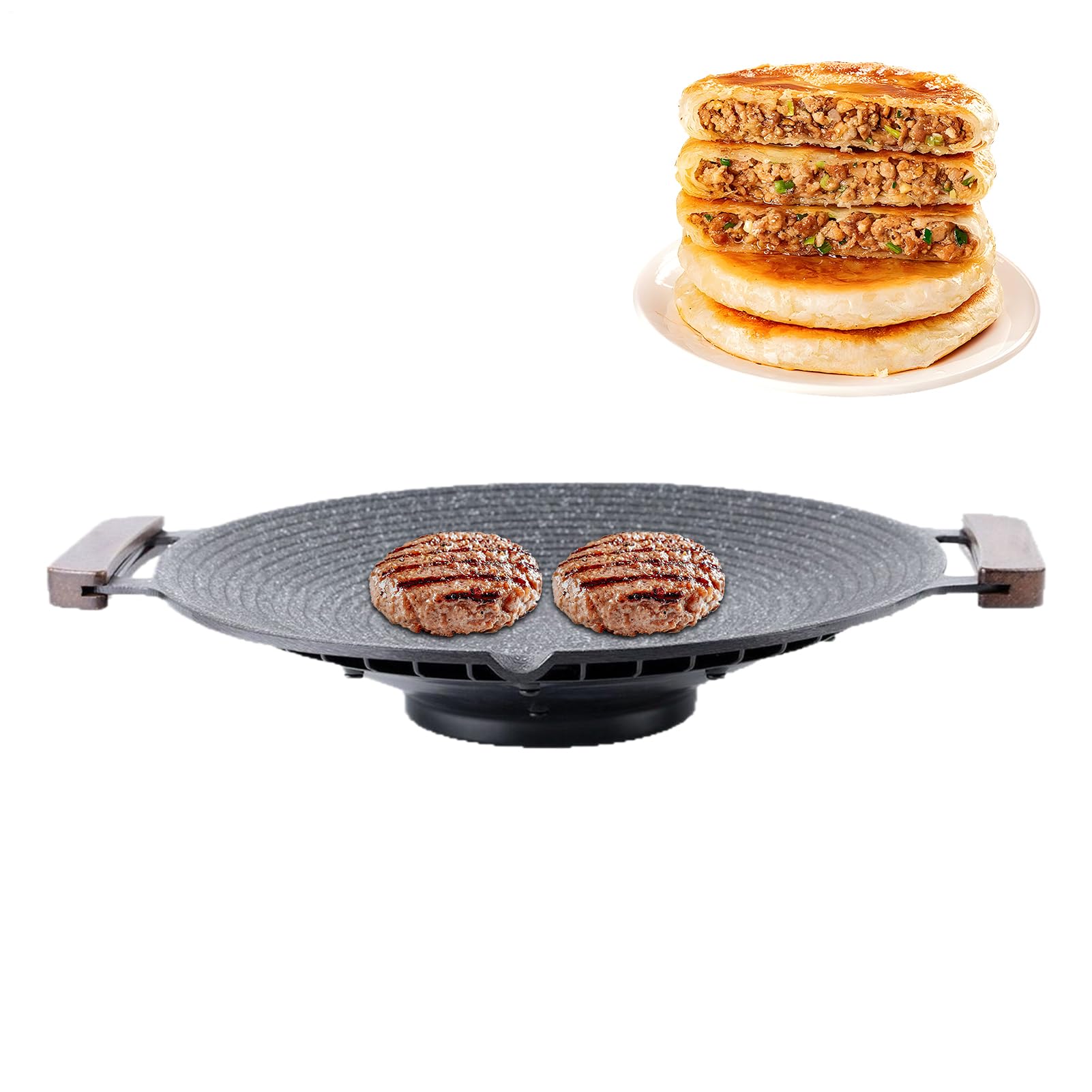Piastra Grill - Padella da Campeggio con Maniglie | Piastra Barbecue per Grigliare Friggere Cucinare in Casa Cucina Viaggi Campeggio