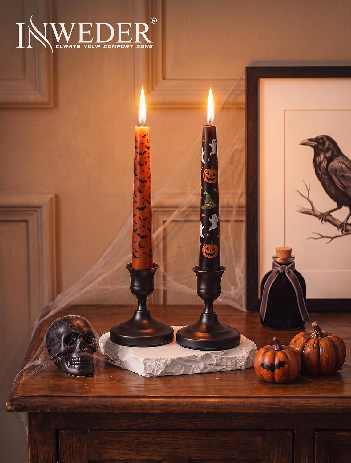 Black Candlestick Holders Metal: Taper Candle Holder Set of 2