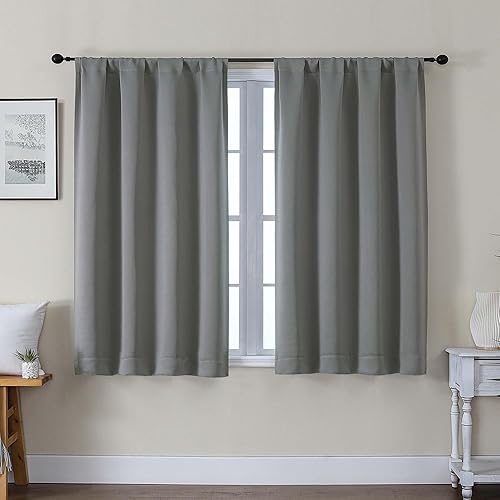 Miniatura 131 de Gwine - Cortinas opacas negras para dormitorio de 84 pulgadas de largo, juego de 2 paneles, cortinas sólidas reductoras de ruido con aislamiento