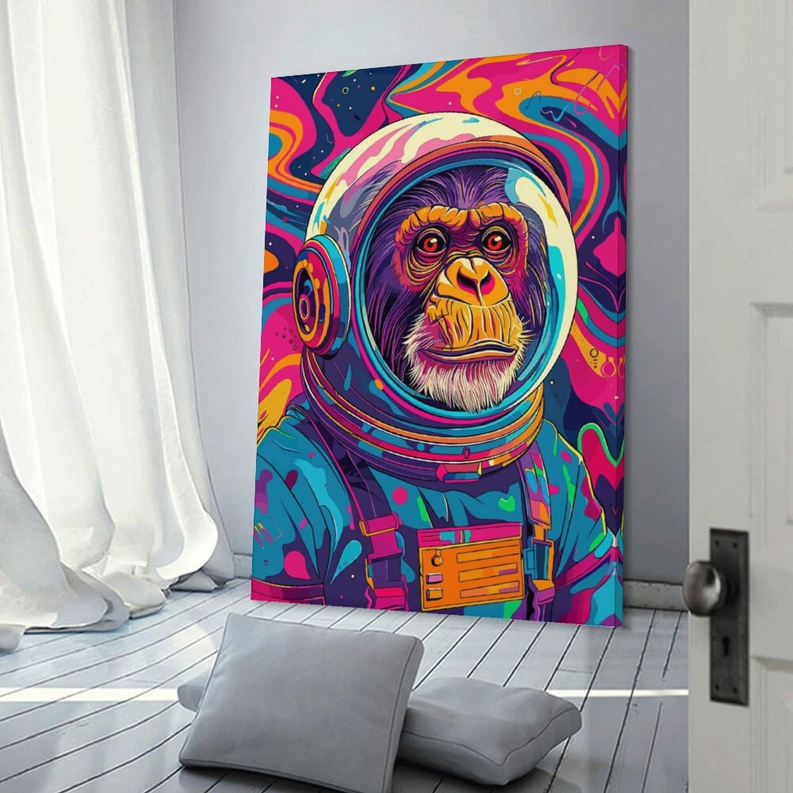 Junmoney Astronaut Space Chimp, Tableau Décoratif Pour Le Salon Et La Chambre D'amis, Art Pour La Décoration Intérieure, 24x36inch(60x90cm)