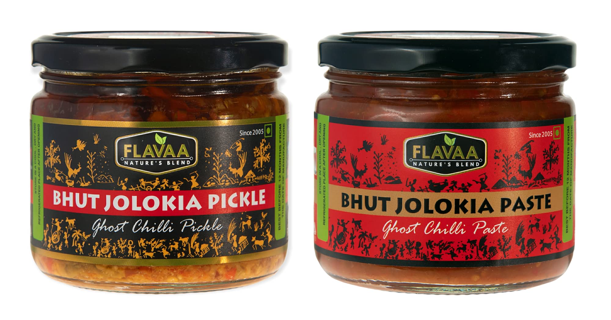 FLAVAA Bhut Jolokia Flaming Napalm Duo Combo Pack| Ghost Pepper Chilli Pickle in Mustard Oill & Red Ghost Chilli Paste (Pack of 1) (B09HTS7X1K) Amazon Price History, Amazon Price Tracker