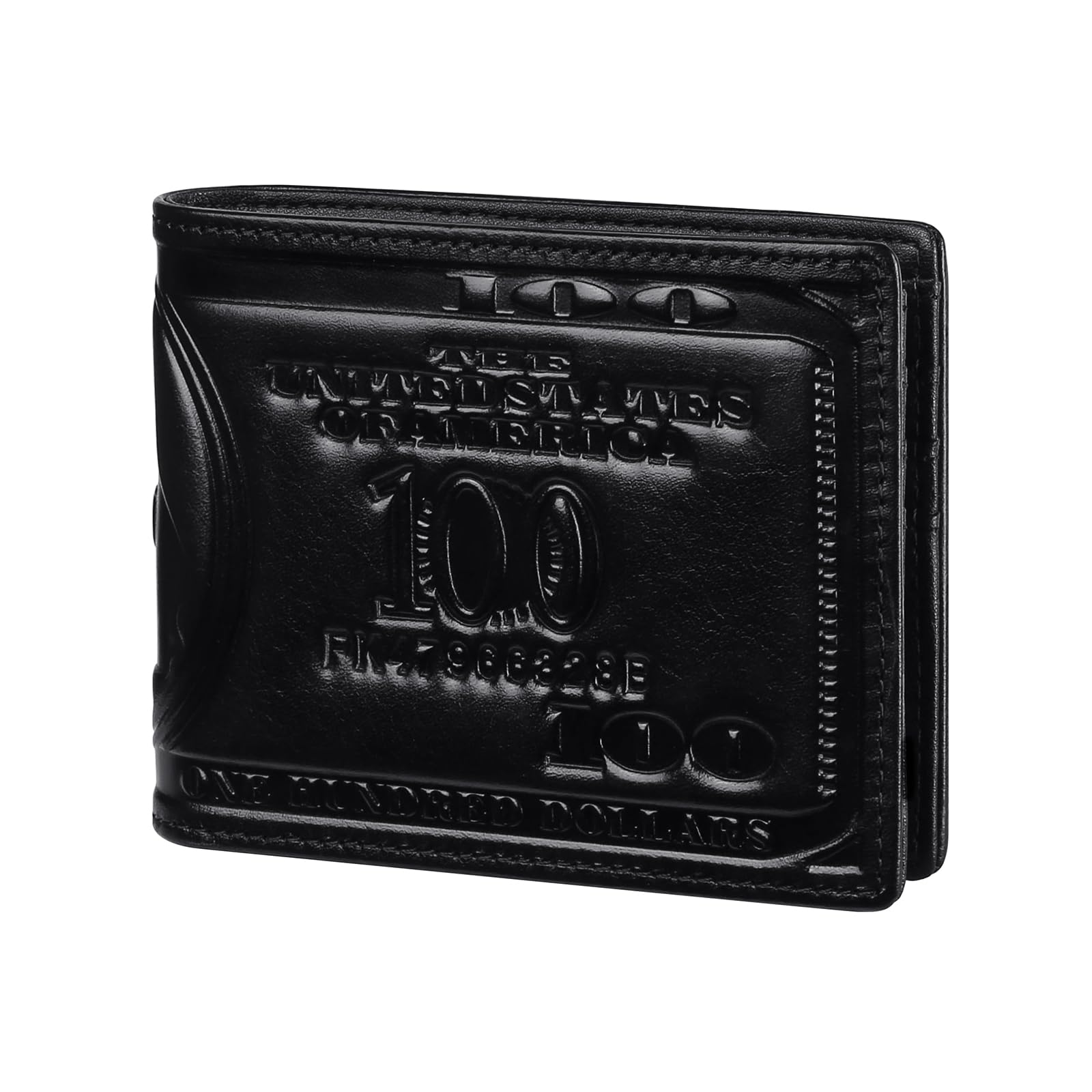 Us Dollar Bill Wallet for Men-Genuine Leather RFID Blocking Bifold Stylish Wallet (Black)