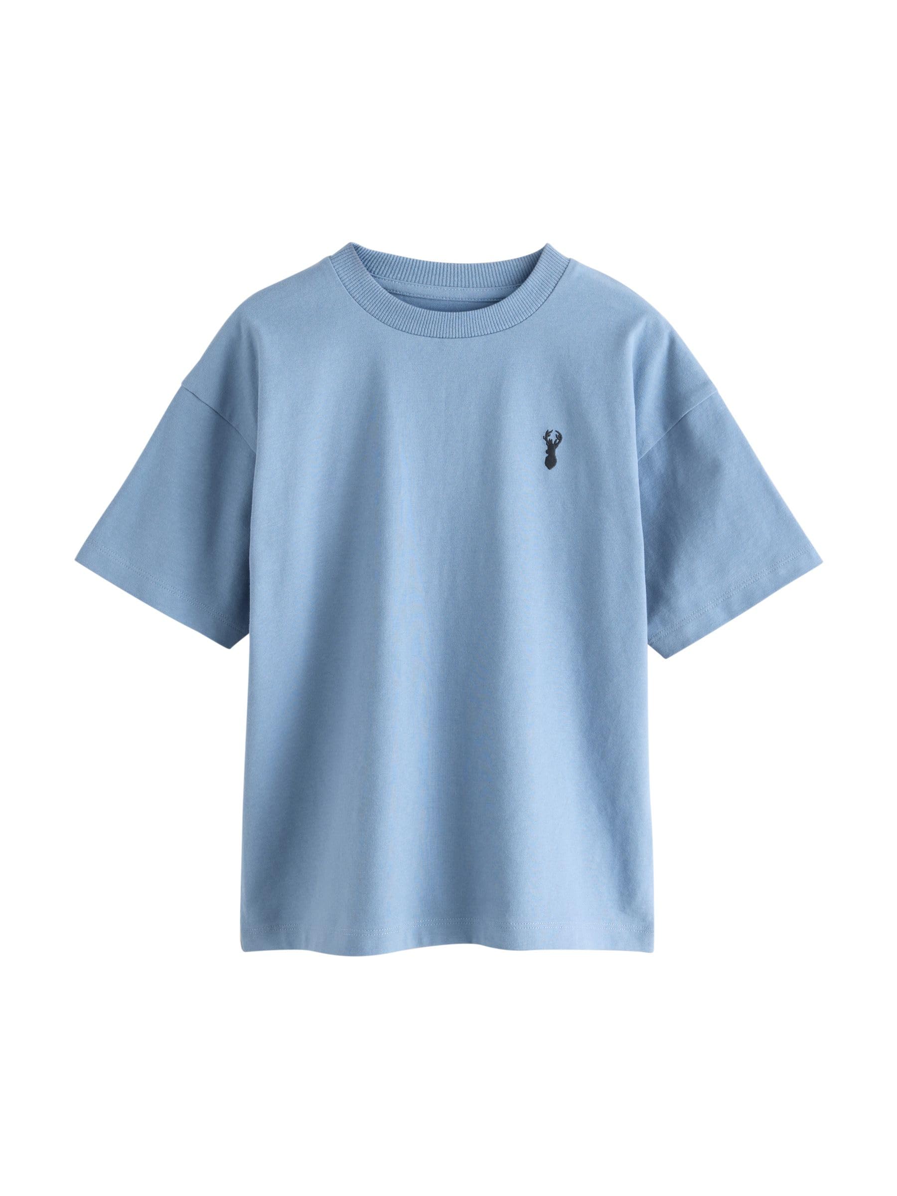 NEXT Ragazzo Confezione da 4 T-Shirt con Cervo Ricamato | Bambino, Standard, Pull On, 100% cotone, Lavabile in lavatrice